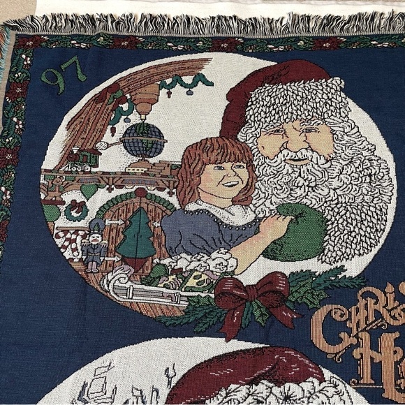 Chatham VTG tapestry woven Christmas Santa throw blanket - Picture 3 of 14